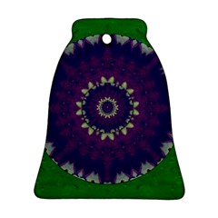 Mandala In Leaves,on Beautiful Leaves In Bohemian Style Bell Ornament (two Sides) by pepitasart