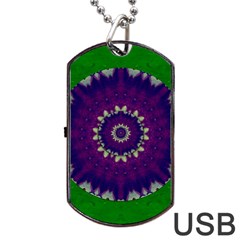 Mandala In Leaves,on Beautiful Leaves In Bohemian Style Dog Tag Usb Flash (two Sides) by pepitasart