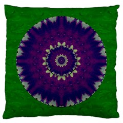 Mandala In Leaves,on Beautiful Leaves In Bohemian Style Large Cushion Case (one Side) by pepitasart