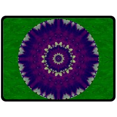 Mandala In Leaves,on Beautiful Leaves In Bohemian Style Double Sided Fleece Blanket (large)  by pepitasart