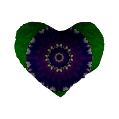 Mandala In Leaves,on Beautiful Leaves In Bohemian Style Standard 16  Premium Flano Heart Shape Cushions by pepitasart