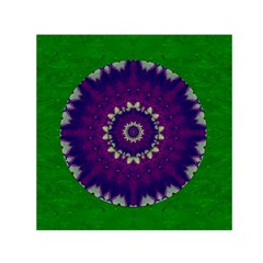 Mandala In Leaves,on Beautiful Leaves In Bohemian Style Small Satin Scarf (square) by pepitasart