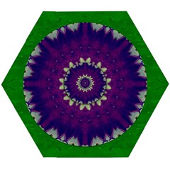 Mandala In Leaves,on Beautiful Leaves In Bohemian Style Wooden Puzzle Hexagon