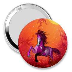 Wonderful Fantasy Horse In A Autumn Landscape 3  Handbag Mirrors by FantasyWorld7