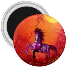 Wonderful Fantasy Horse In A Autumn Landscape 3  Magnets by FantasyWorld7