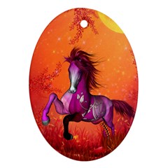 Wonderful Fantasy Horse In A Autumn Landscape Ornament (oval) by FantasyWorld7