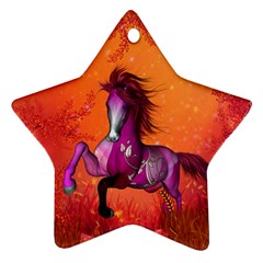 Wonderful Fantasy Horse In A Autumn Landscape Ornament (star) by FantasyWorld7