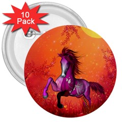 Wonderful Fantasy Horse In A Autumn Landscape 3  Buttons (10 Pack)  by FantasyWorld7