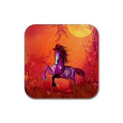 Wonderful Fantasy Horse In A Autumn Landscape Rubber Coaster (square)  by FantasyWorld7