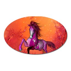 Wonderful Fantasy Horse In A Autumn Landscape Oval Magnet by FantasyWorld7