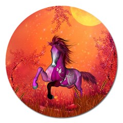 Wonderful Fantasy Horse In A Autumn Landscape Magnet 5  (round) by FantasyWorld7