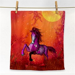 Wonderful Fantasy Horse In A Autumn Landscape Face Towel by FantasyWorld7