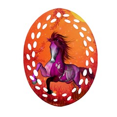 Wonderful Fantasy Horse In A Autumn Landscape Ornament (oval Filigree) by FantasyWorld7