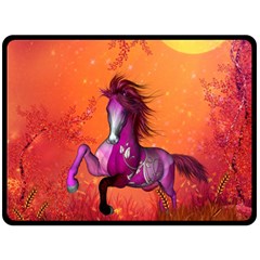 Wonderful Fantasy Horse In A Autumn Landscape Double Sided Fleece Blanket (large)  by FantasyWorld7