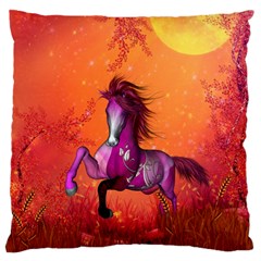 Wonderful Fantasy Horse In A Autumn Landscape Large Flano Cushion Case (two Sides) by FantasyWorld7