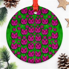 Sweet Flower Cats  In Nature Style Ornament (round) by pepitasart