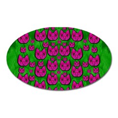 Sweet Flower Cats  In Nature Style Oval Magnet by pepitasart