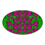 Sweet Flower Cats  In Nature Style Oval Magnet Front