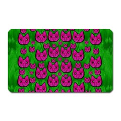 Sweet Flower Cats  In Nature Style Magnet (rectangular) by pepitasart