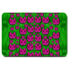 Sweet Flower Cats  In Nature Style Large Doormat  by pepitasart