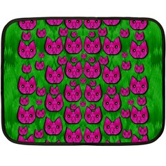 Sweet Flower Cats  In Nature Style Double Sided Fleece Blanket (mini)  by pepitasart