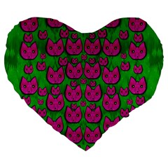 Sweet Flower Cats  In Nature Style Large 19  Premium Heart Shape Cushions by pepitasart