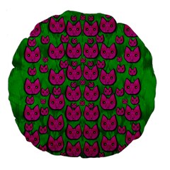 Sweet Flower Cats  In Nature Style Large 18  Premium Flano Round Cushions by pepitasart