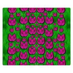 Sweet Flower Cats  In Nature Style Double Sided Flano Blanket (small)  by pepitasart