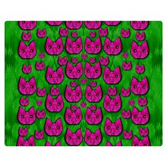 Sweet Flower Cats  In Nature Style Double Sided Flano Blanket (medium)  by pepitasart