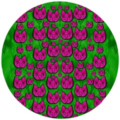 Sweet Flower Cats  In Nature Style Wooden Puzzle Round