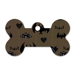 Cute Bat With Hearts Dog Tag Bone (two Sides) by FantasyWorld7