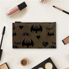 Cute Bat With Hearts Cosmetic Bag (small) by FantasyWorld7