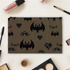 Cute Bat With Hearts Cosmetic Bag (large) by FantasyWorld7