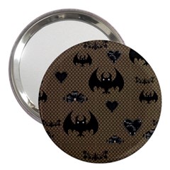 Cute Bat With Hearts 3  Handbag Mirrors by FantasyWorld7