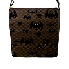 Cute Bat With Hearts Flap Closure Messenger Bag (l) by FantasyWorld7