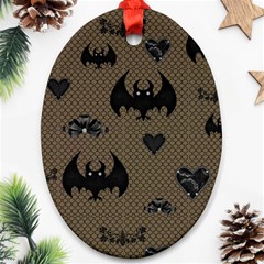 Cute Bat With Hearts Ornament (oval) by FantasyWorld7