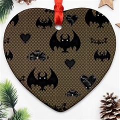 Cute Bat With Hearts Ornament (heart) by FantasyWorld7