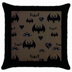 Cute Bat With Hearts Throw Pillow Case (black) by FantasyWorld7