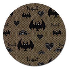 Cute Bat With Hearts Magnet 5  (round) by FantasyWorld7