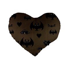 Cute Bat With Hearts Standard 16  Premium Flano Heart Shape Cushions by FantasyWorld7