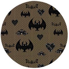 Cute Bat With Hearts Wooden Bottle Opener (round) by FantasyWorld7