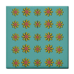 Fantasy Fauna Floral In Sweet Green Tile Coaster by pepitasart