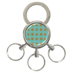 Fantasy Fauna Floral In Sweet Green 3-Ring Key Chain