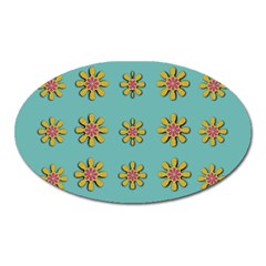 Fantasy Fauna Floral In Sweet Green Oval Magnet