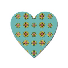 Fantasy Fauna Floral In Sweet Green Heart Magnet