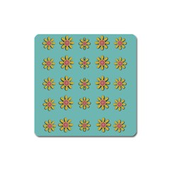 Fantasy Fauna Floral In Sweet Green Square Magnet