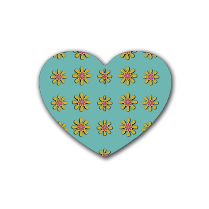 Fantasy Fauna Floral In Sweet Green Heart Coaster (4 pack) 