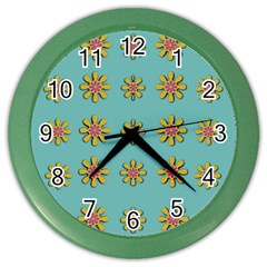 Fantasy Fauna Floral In Sweet Green Color Wall Clock