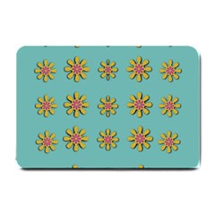 Fantasy Fauna Floral In Sweet Green Small Doormat  by pepitasart