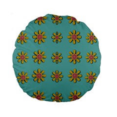 Fantasy Fauna Floral In Sweet Green Standard 15  Premium Round Cushions